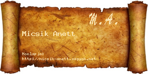 Micsik Anett névjegykártya